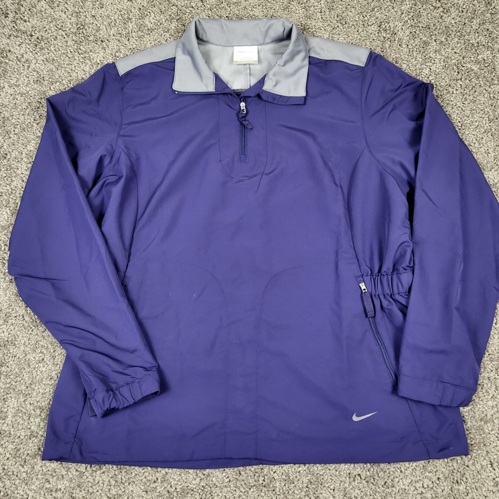 Nike Golf Windbreaker Women Large Purple Excellent 1/4 Zip Pullover 416435-427
